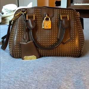 Burberry gold studded bag in camel leather
